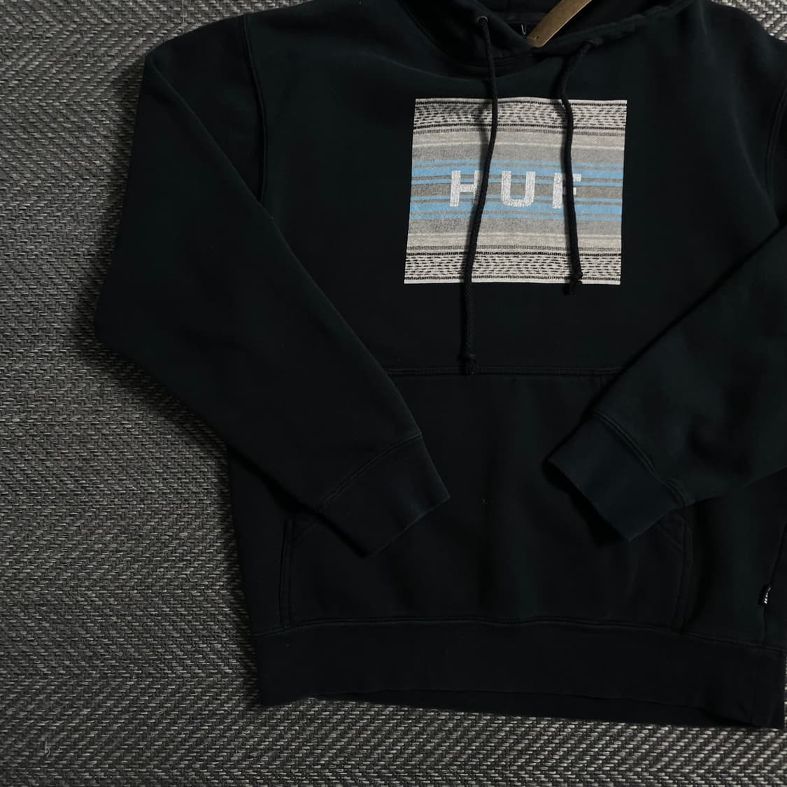 HUF 빅로고 박시핏 블랙 후드 티셔츠o 5009 상품이미지4