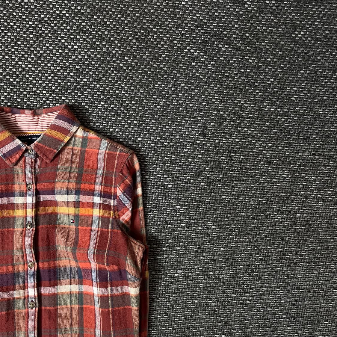 타미힐피거 빈티지 오렌지 멀티 배색 체크 긴팔셔츠 레귤러핏 2 상품이미지3