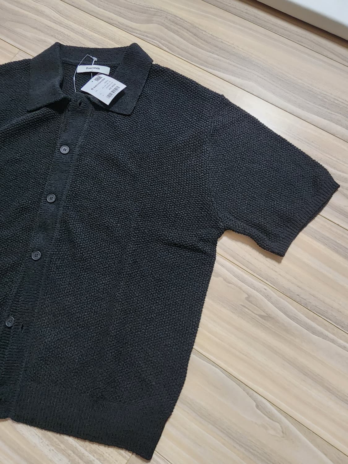 에잇세컨즈반팔카라가디건L블랙 상품이미지2