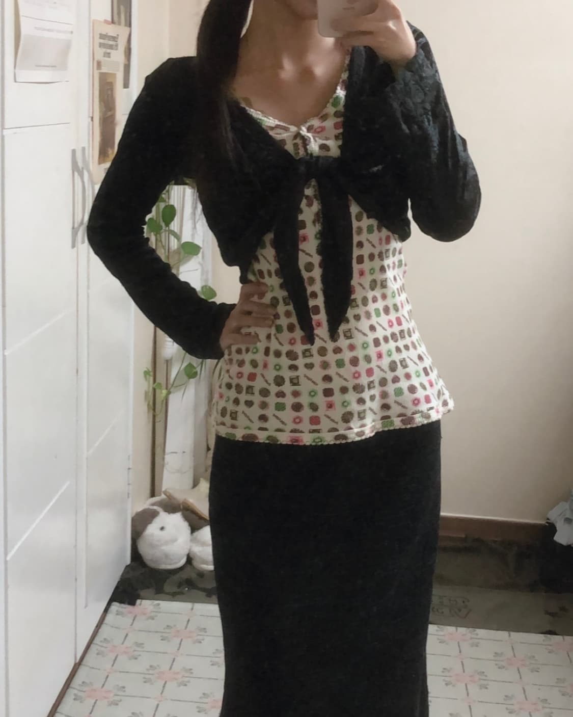 빈티지 젤리믹스 갸루 패턴 긴팔 롱슬리브 상품이미지4