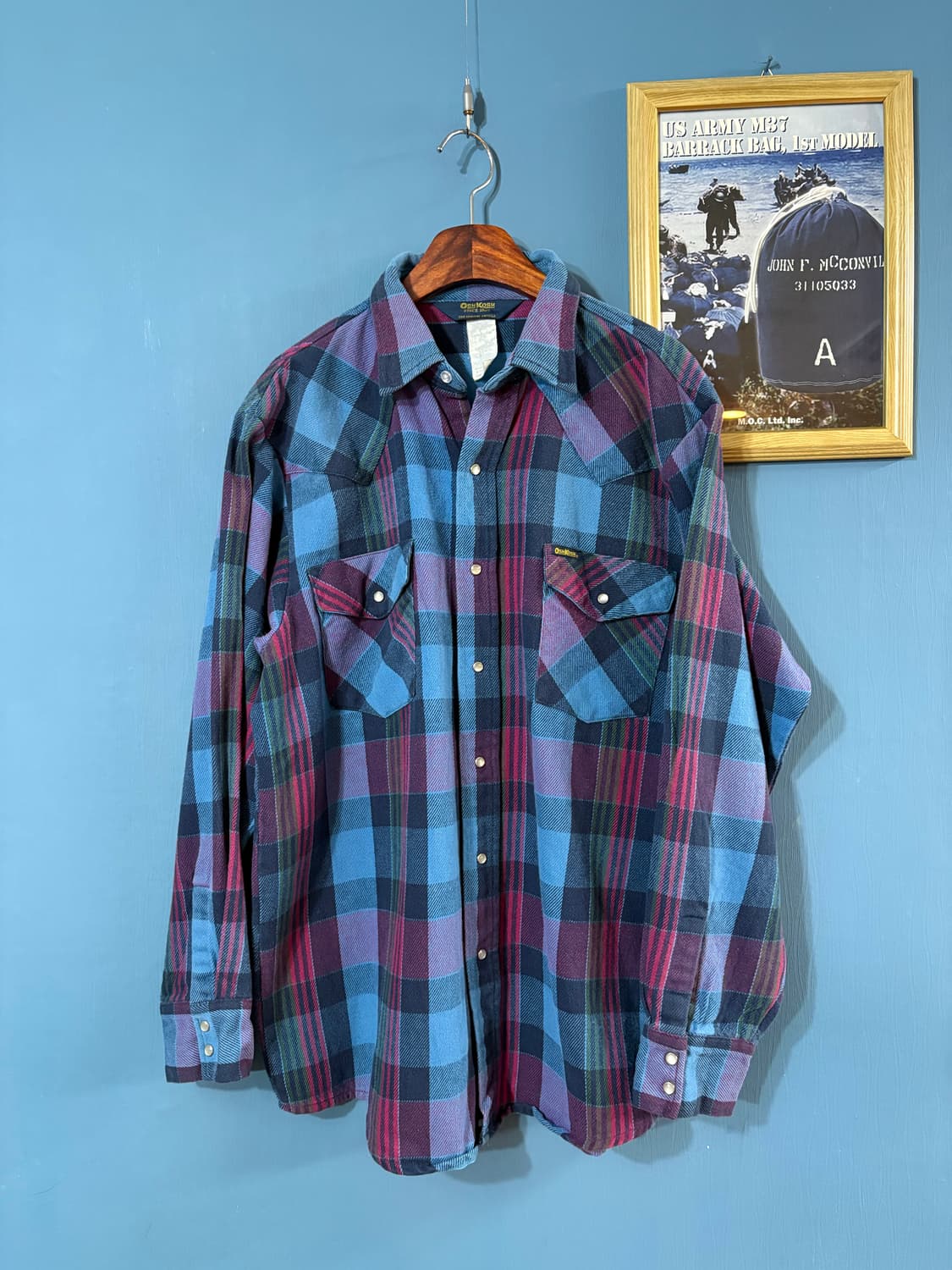 90‘s OshKosh Flannel western Shirt. 상품이미지1