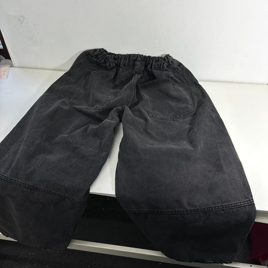 M-L 플레이스스튜디오 워시드블랙 와이드핏 밴딩데님팬츠 상품이미지5