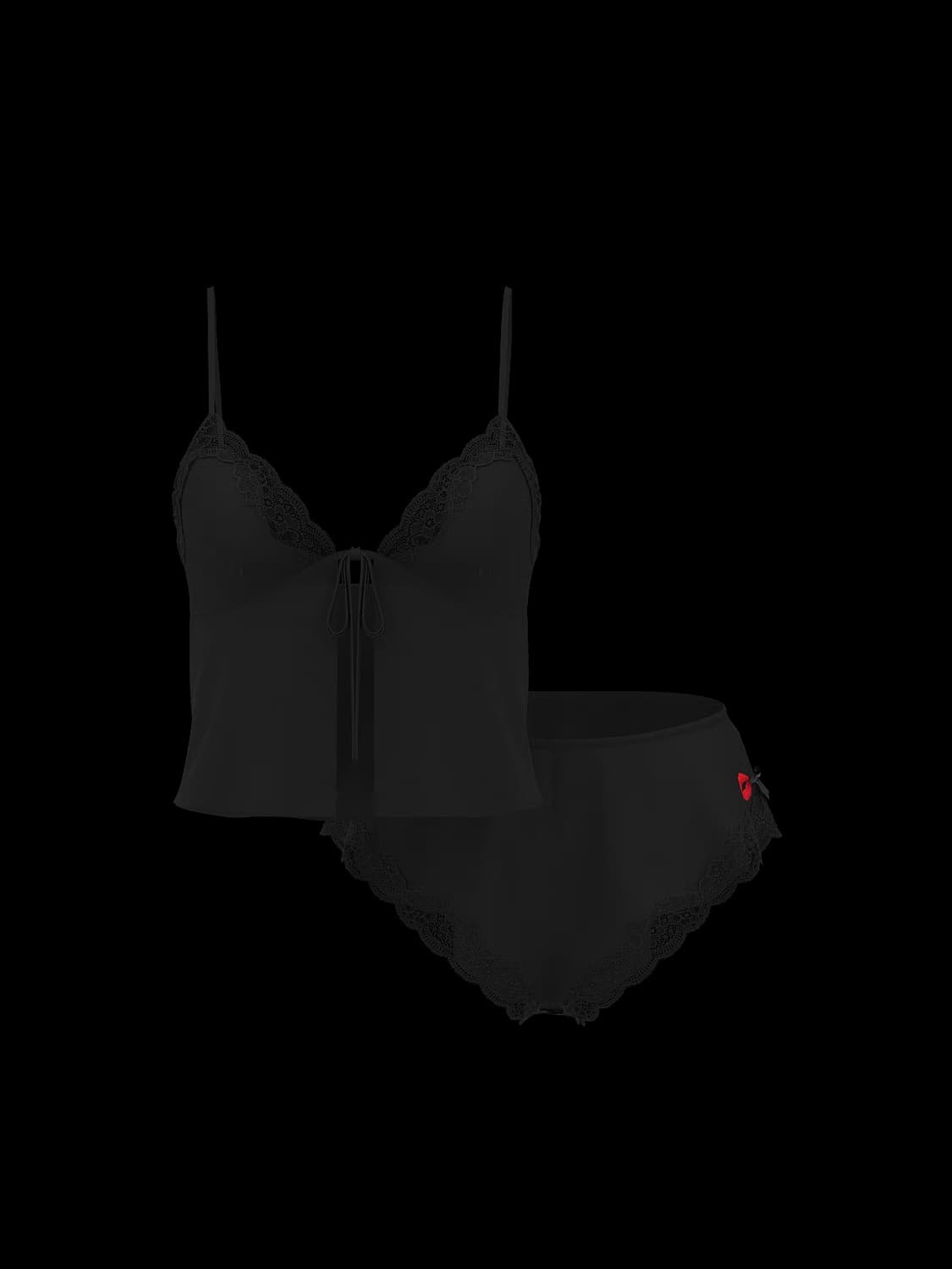 빅토리아시크릿 새틴&쉬폰 플라이어웨이 캐미솔 세트 블랙란제리스킴스슬립웨어 상품이미지2