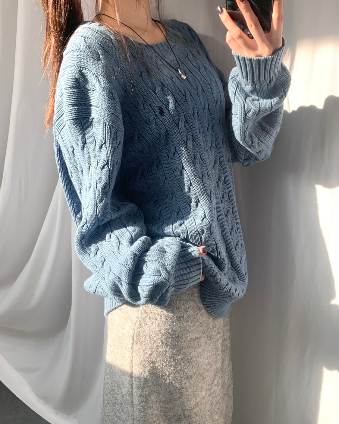 Polo 폴로 랄프로렌 코튼 딥블루 케이블 라운드넥 니트 상품이미지8