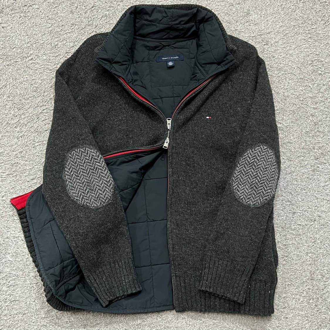 [95-100] 타미힐피거 누빔 니트집업 상품이미지1