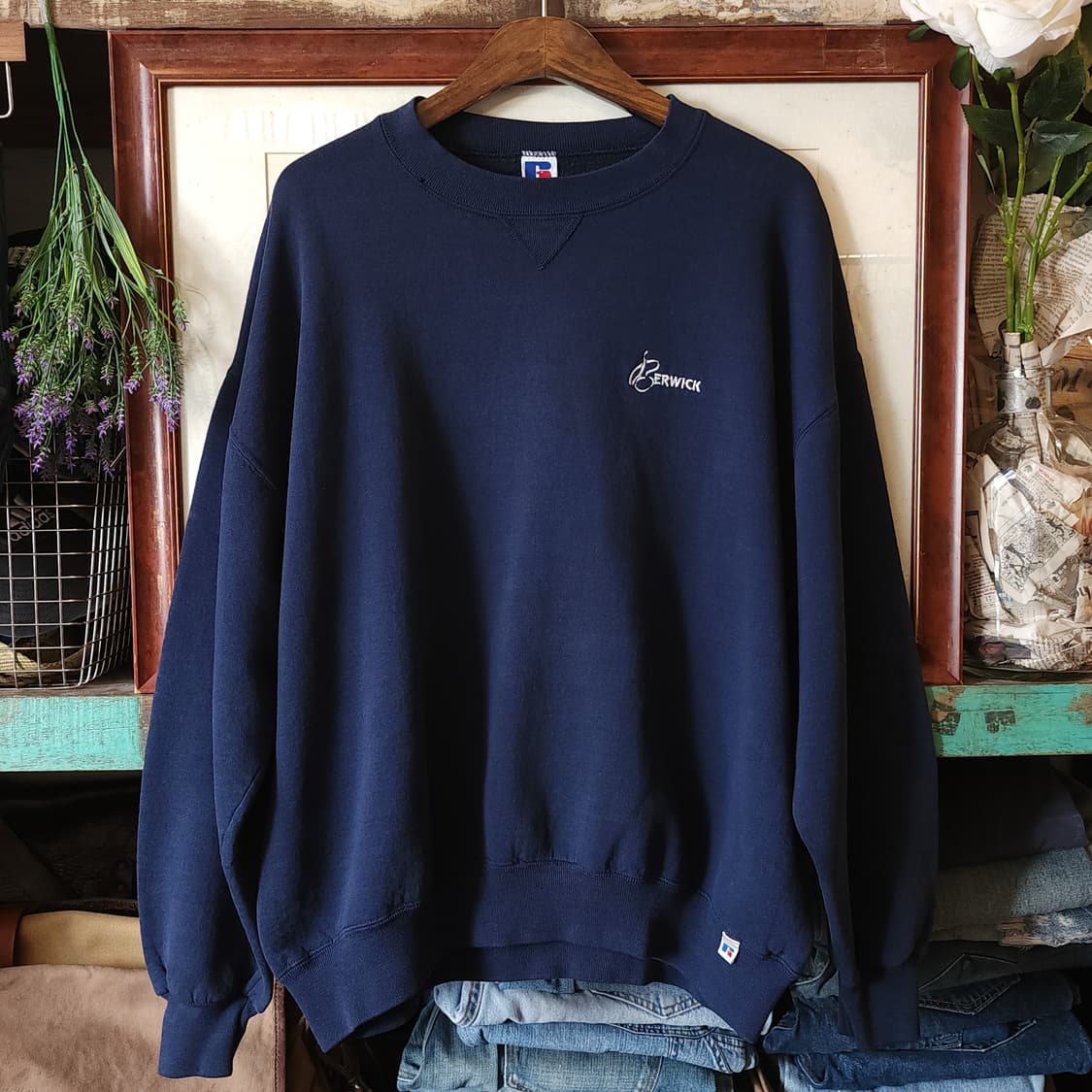 90s 러셀 맨투맨 스웻셔츠 미국 오리지널 빈티지 레터링 네이비 XXL 상품이미지1