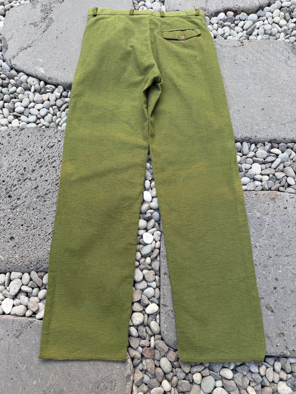 90s HSF OLIVE GREEN HAIRY WOOL 헤어리울 워크팬츠 상품이미지2