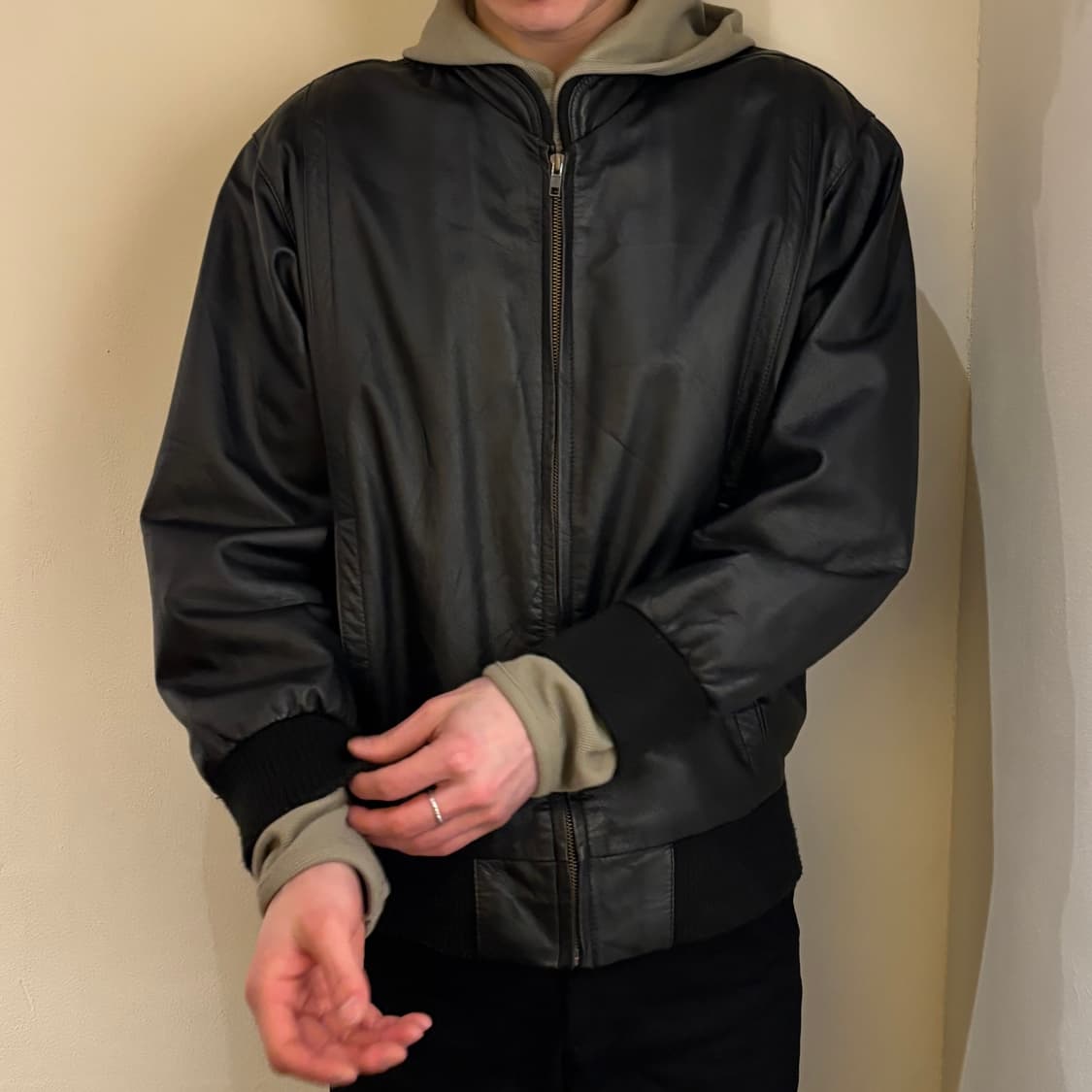 vtg lambskin middle neck jacket 상품이미지2