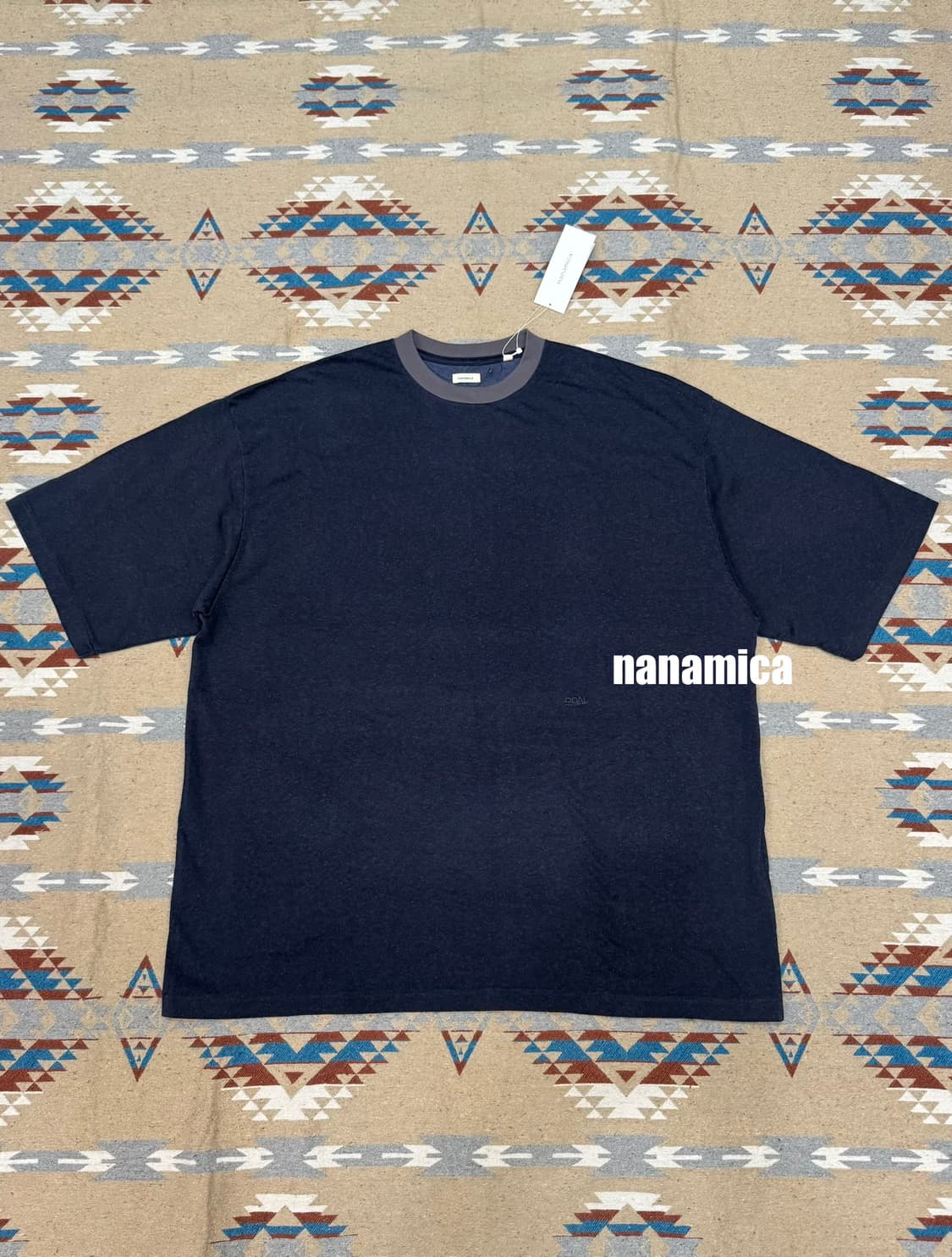 [L][105] 나나미카 레이온 코튼 반팔 티셔츠 빈티지 네이비 상품이미지1