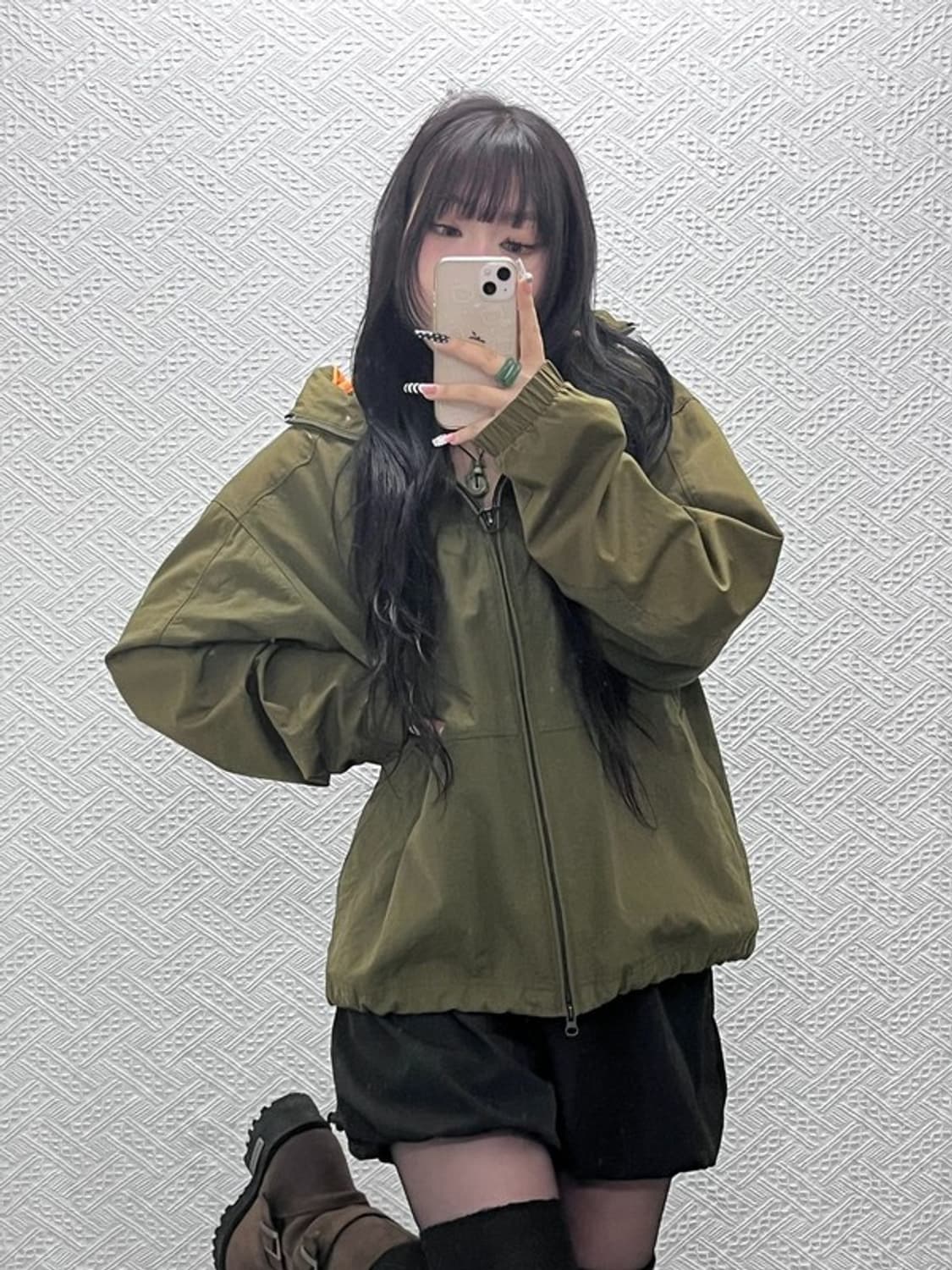 나이키 스포티 고프코어 말차카키 바람막이 자켓 L C10581 상품이미지1