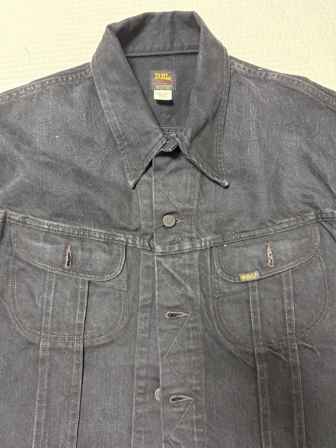 더블알엘 데님 트러커 자켓 블랙 상품이미지4