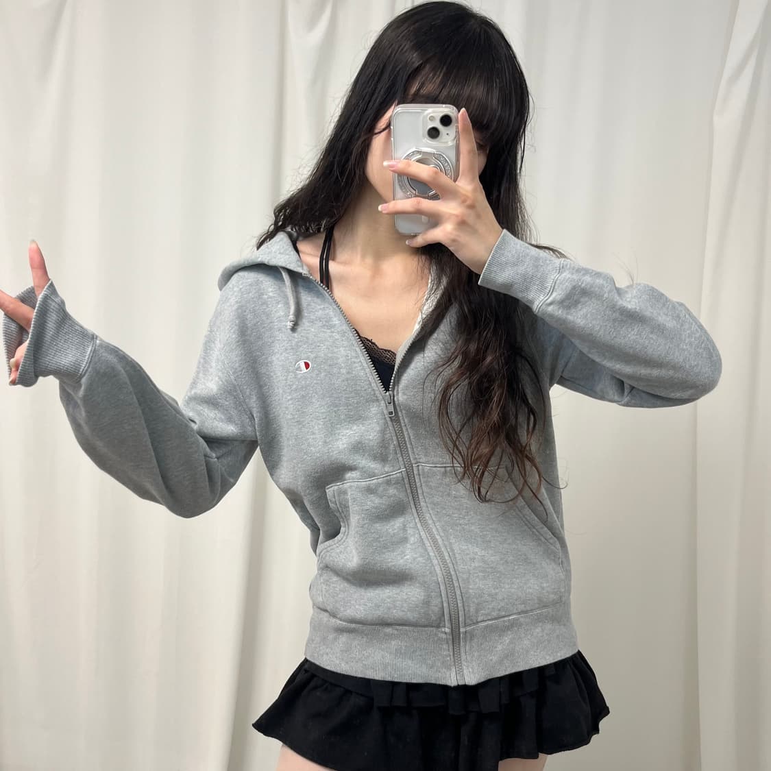 Champion gray hood zip-up 상품이미지2