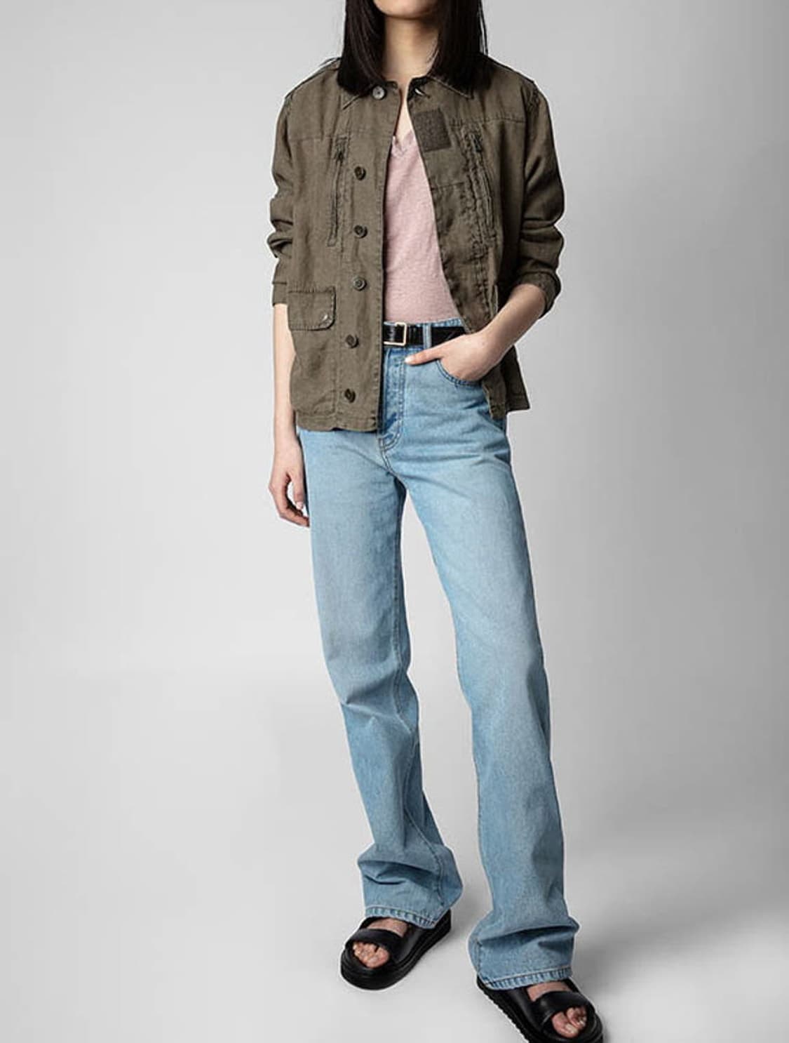 쟈딕앤볼테르 카키 워싱 린넨 밀리터리 야상 자켓 / S 상품이미지3