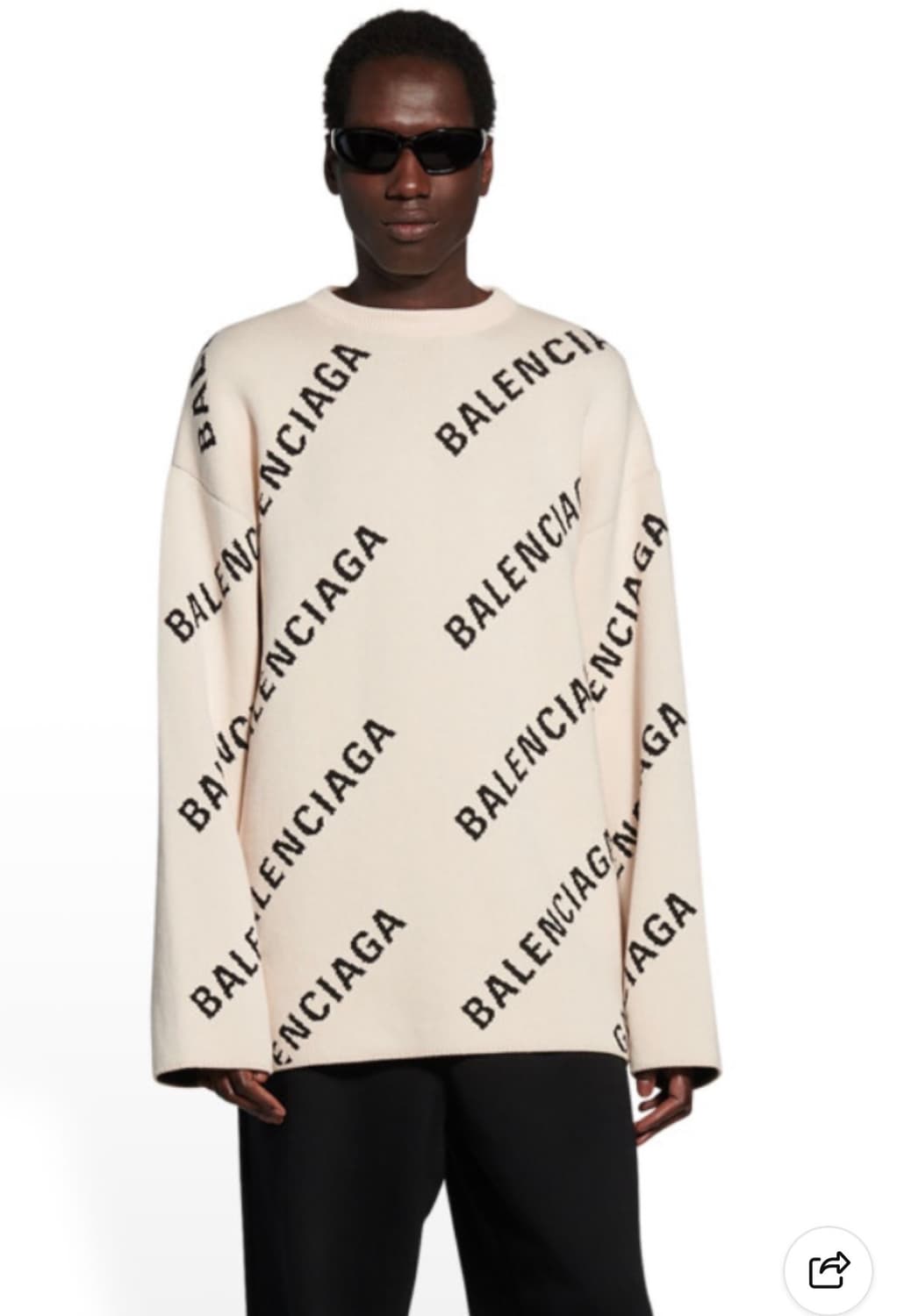 발렌시아가 올오버 로고 크루넥 아이보리 니트 L (정품) 상품이미지1