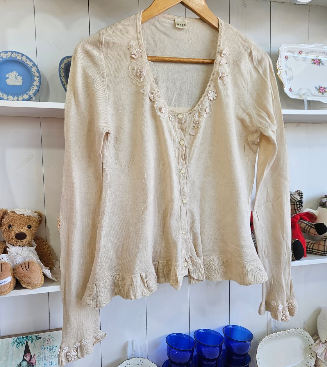 엑시즈팜(axes femme) 플라워 레이스 니트 가디건 상품이미지2