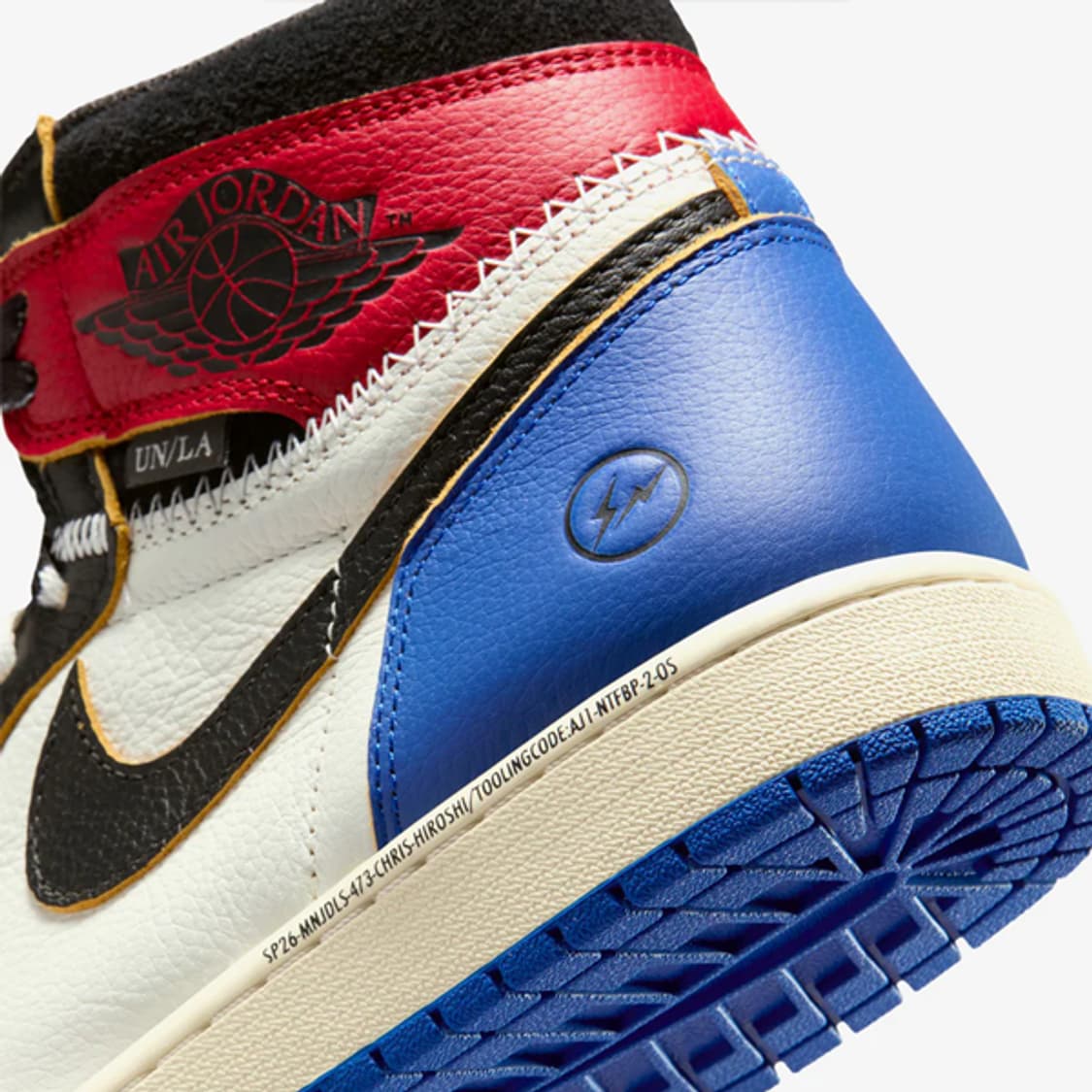 조던 1 x 프라그먼트 x 유니온 / 블랙 앤 바시티 레드 (260) 상품이미지6