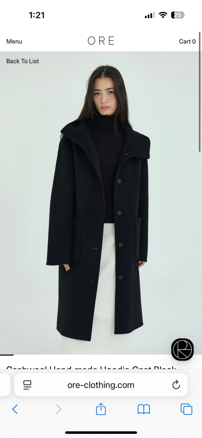 ORE 오어 캐시울 후드 코트 블랙 1회착 상품이미지7