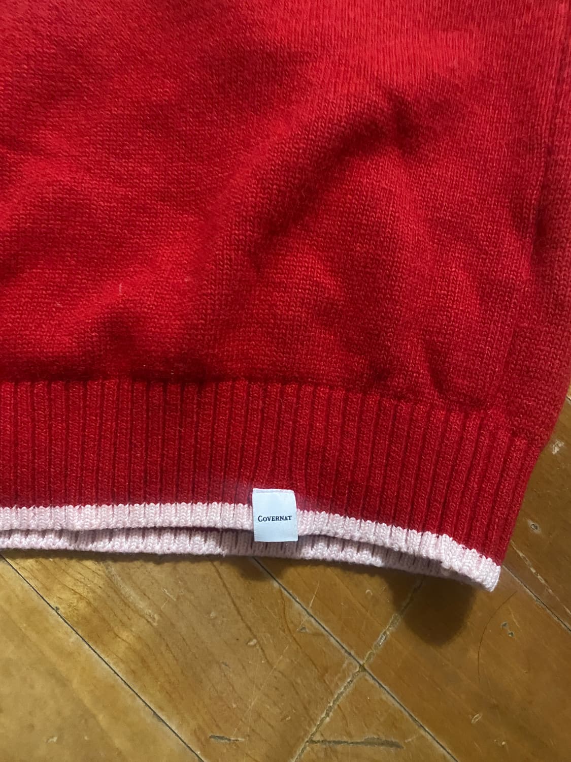 커버낫 C 로고 오버핏 니트 레드 L (100~105) 상품이미지5