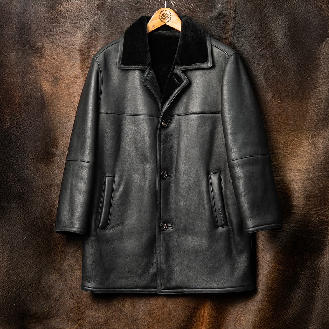 [95] 00s 라일앤스콧 양가죽 양털 무스탕 레더 카코트 블랙  상품이미지1