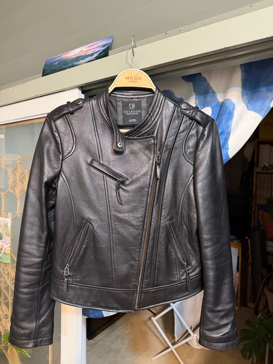 BOSROOM 양가죽 라이더 자켓 블랙 상품이미지1