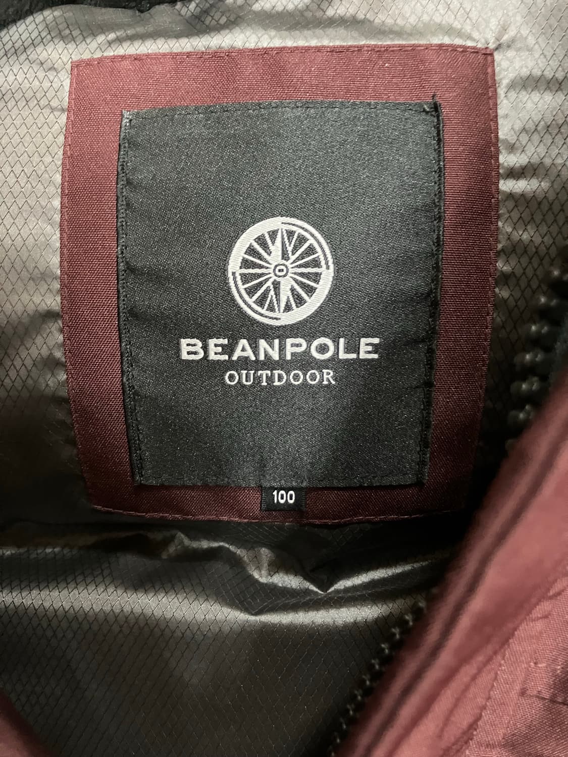 빈폴 아웃도어 버건디 후드 탈부착 패딩 100 상품이미지7