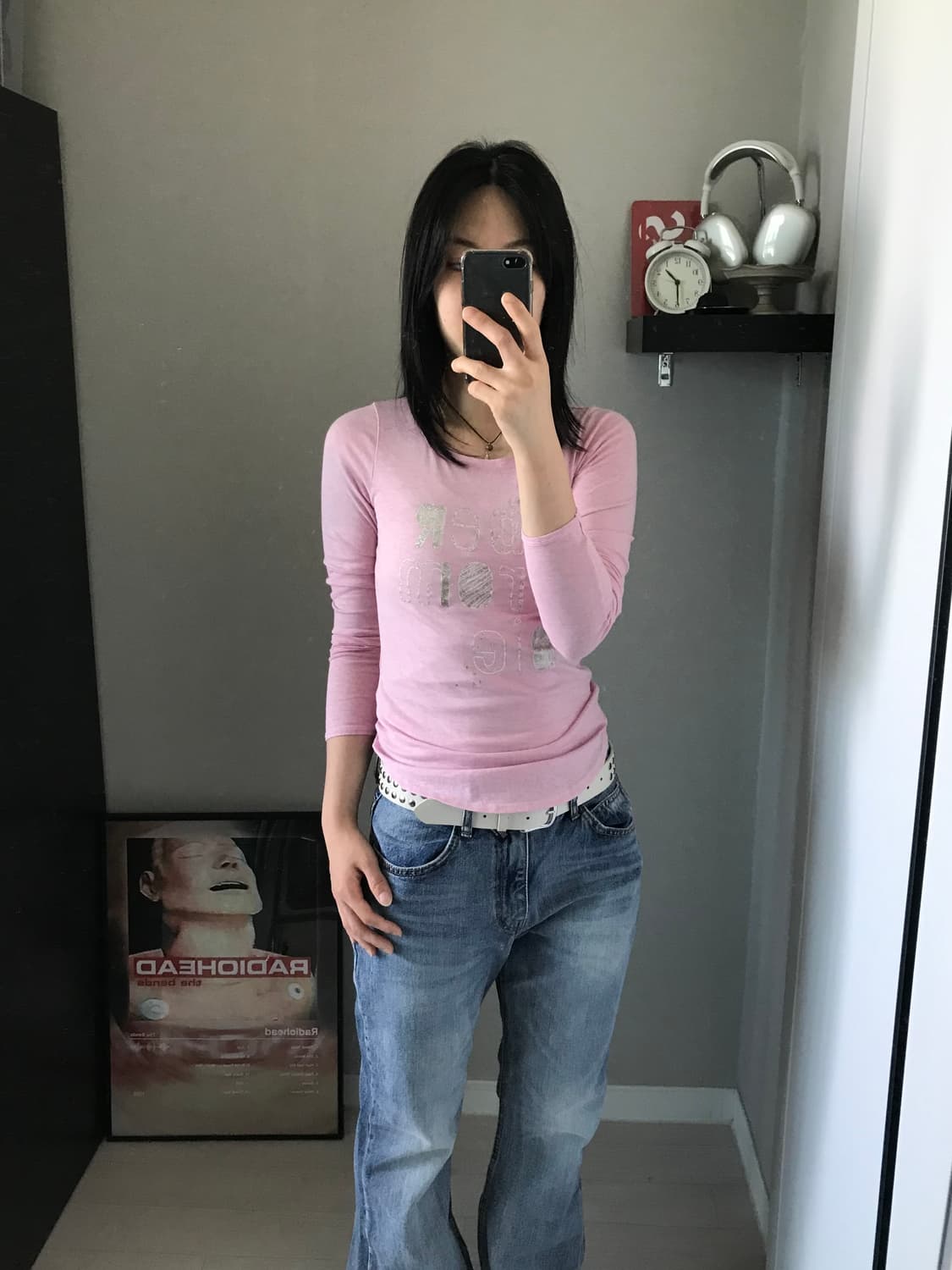 아베크롬비 중앙 프린팅 연핑크 긴팔티 상품이미지4