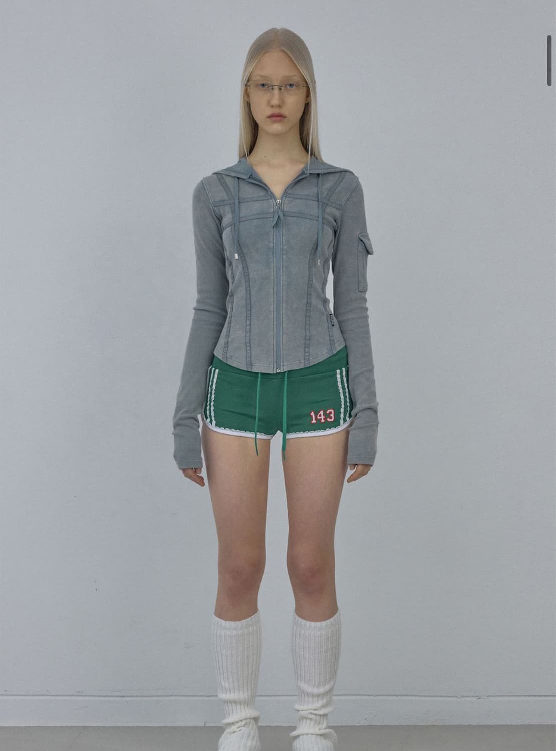 스컬프터 워시드 본디지 후드집업 washed sage L 상품이미지1