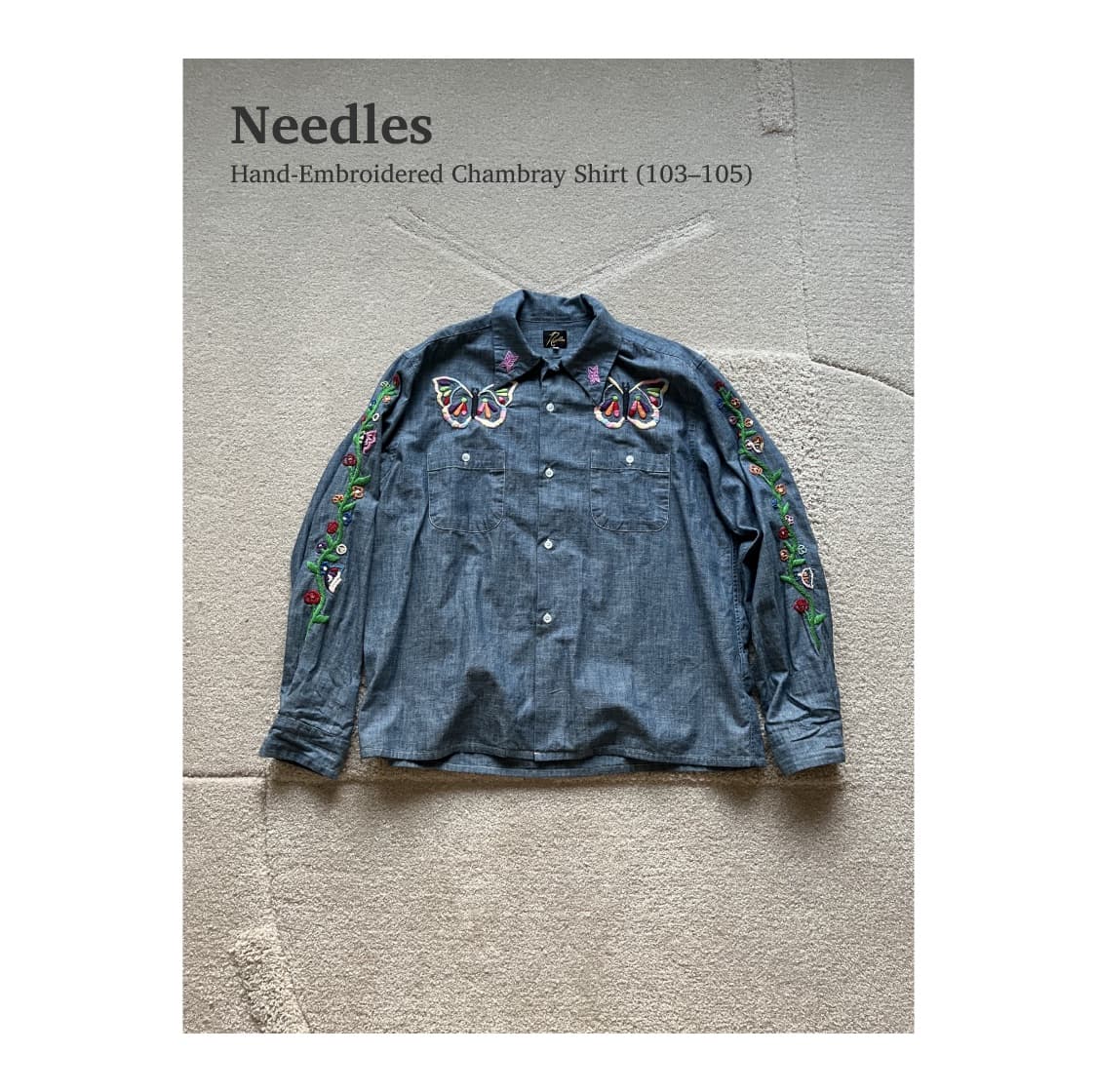 니들스 핸드메이드 자수 샴브레이 셔츠 (103-105) 상품이미지1