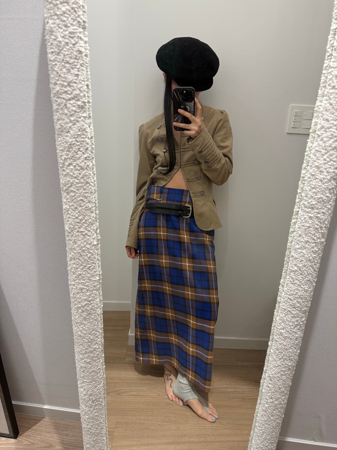 빈티지 체크 롱 스커트 상품이미지5
