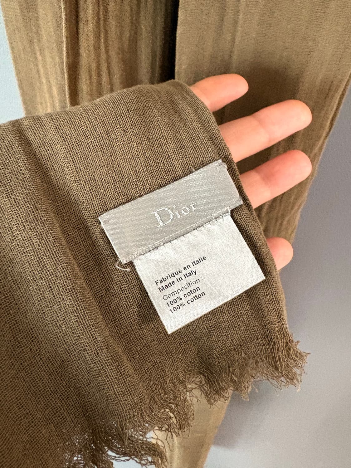 디올옴므 05ss 컬렉션 거즈 롱 머플러 카키 브라운 상품이미지4