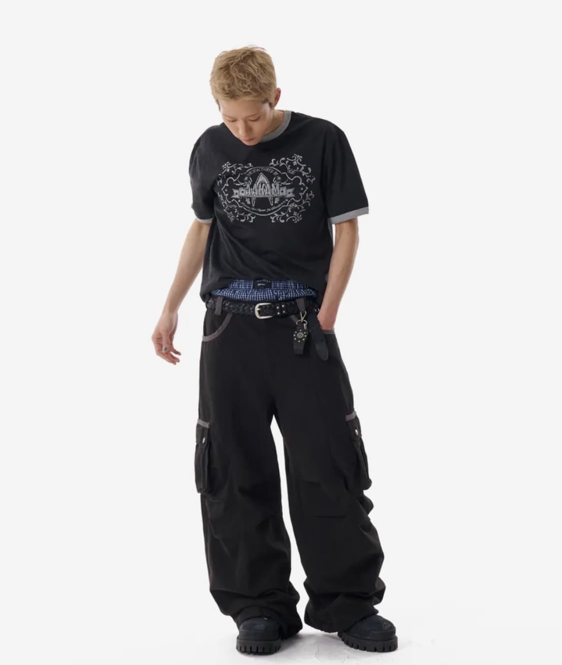 Stamp Printed Ringer Top (Dark Gray) 상품이미지2