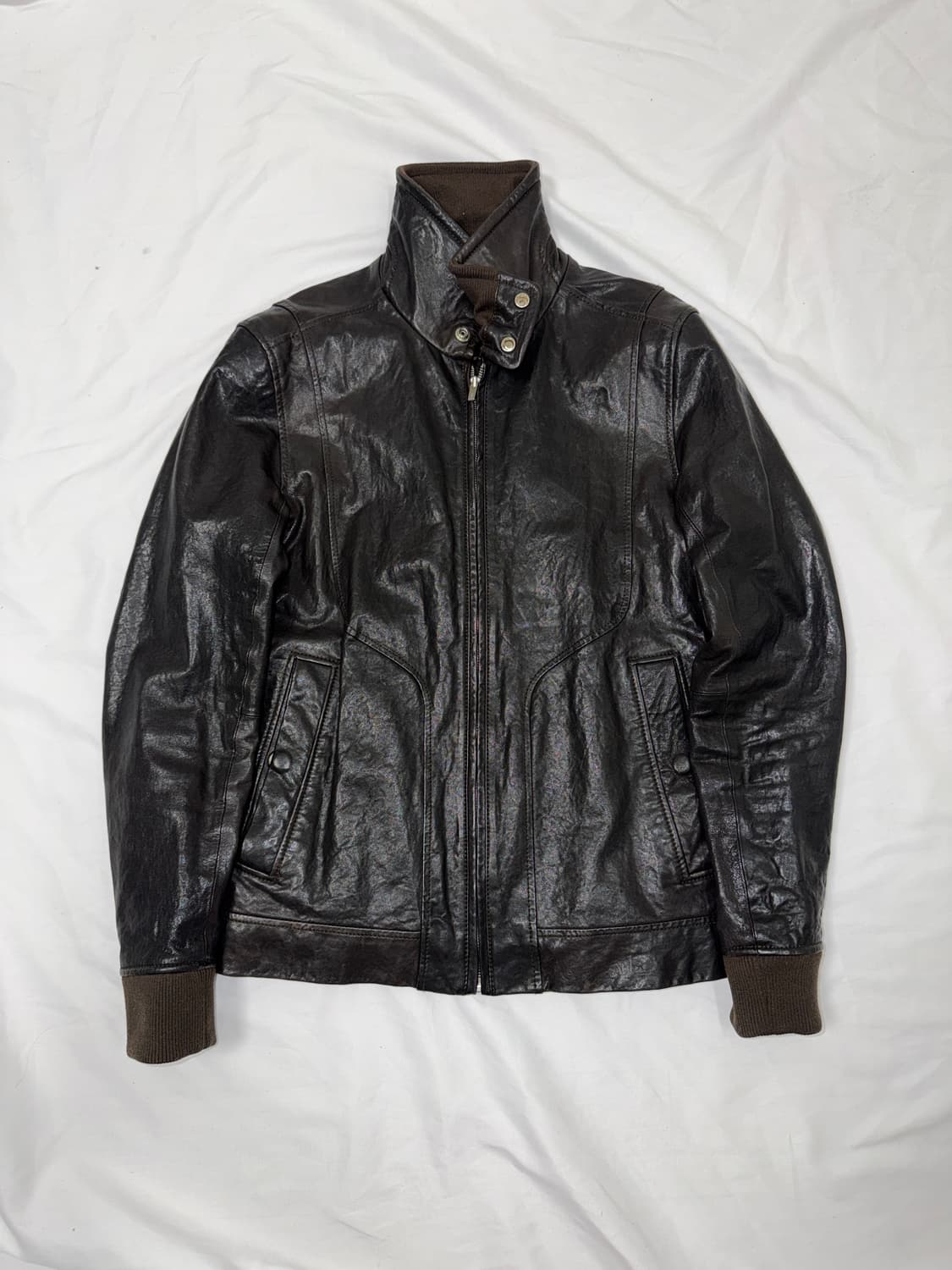 하이넥 슬림 레더 자켓 상품이미지4