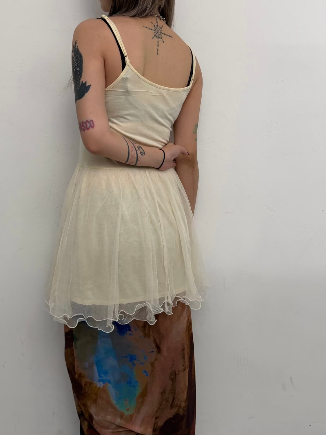 y2k 프린팅 아이보리 레이스 드레스 상품이미지5