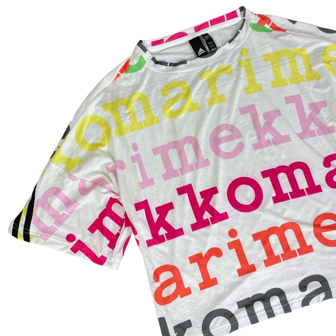 아디다스 화이트 프린팅 폴리 반팔 티셔츠 2XS 상품이미지3