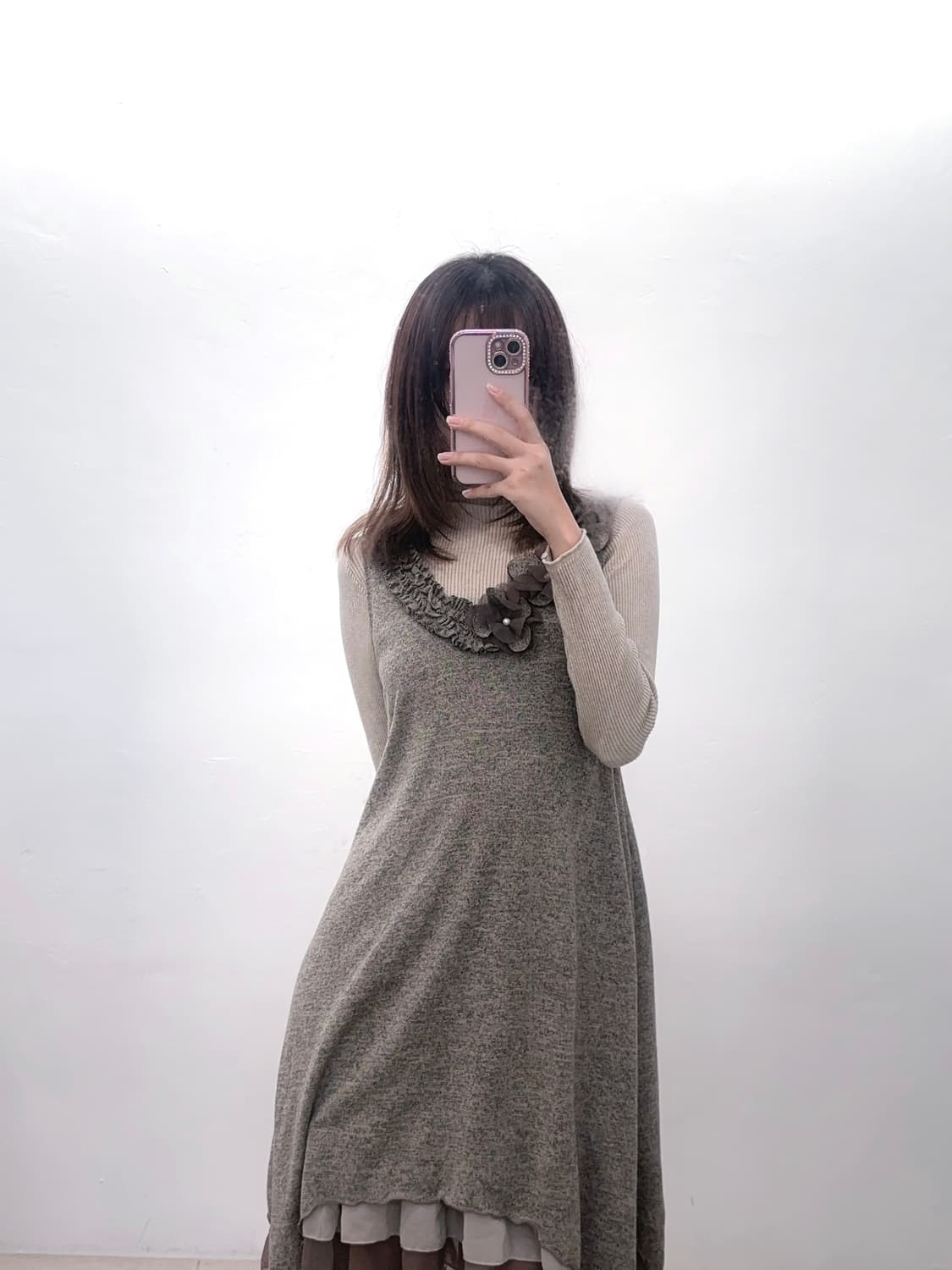 모리걸 레이어드 코코아 플라워 원피스 상품이미지3