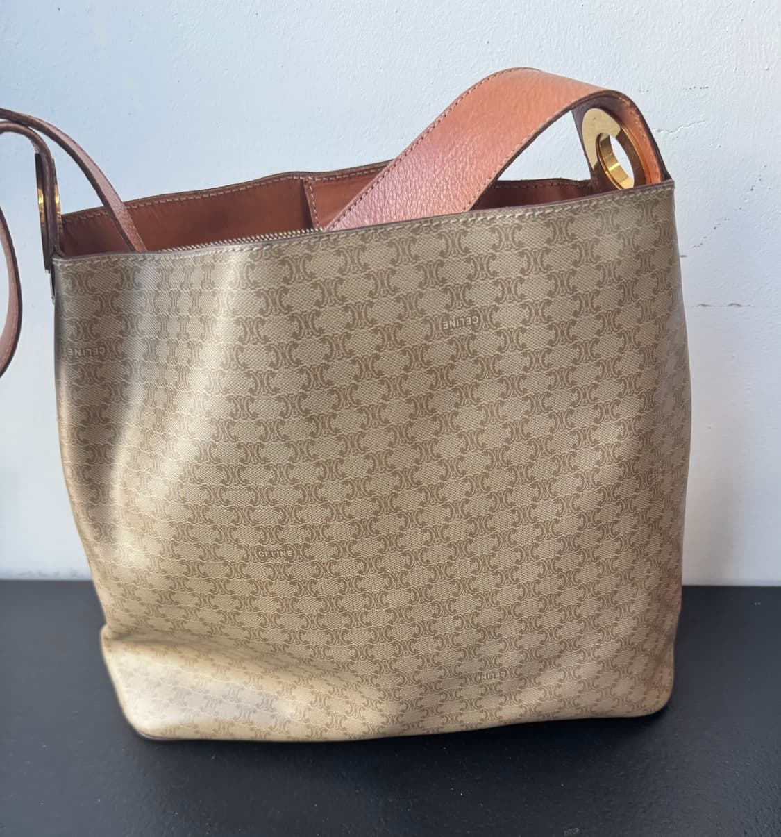 셀린느 브라운 레더 트리밍 마카담 캔버스 투웨이(정품) 상품이미지4