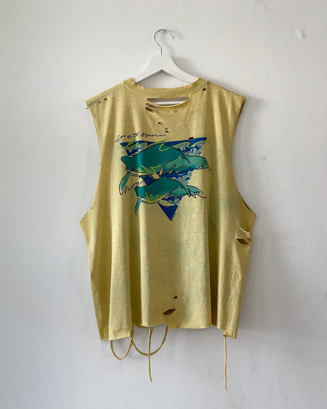 80-90s 빈티지 WHALE 디스트로이드 컷오프 슬리브리스 나시티 상품이미지2