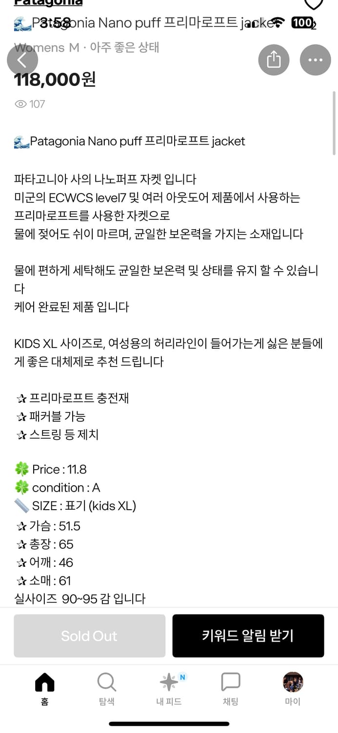 파타고니아 나노퍼프 프리마로프트 자켓 상품이미지6