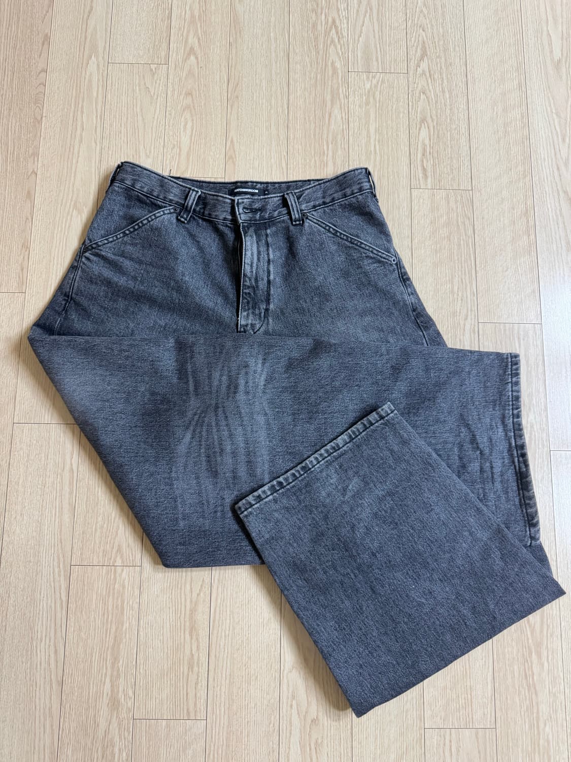 해칭룸 와커진 (와이드 커브진) 워시드 블랙 3사이즈 상품이미지2