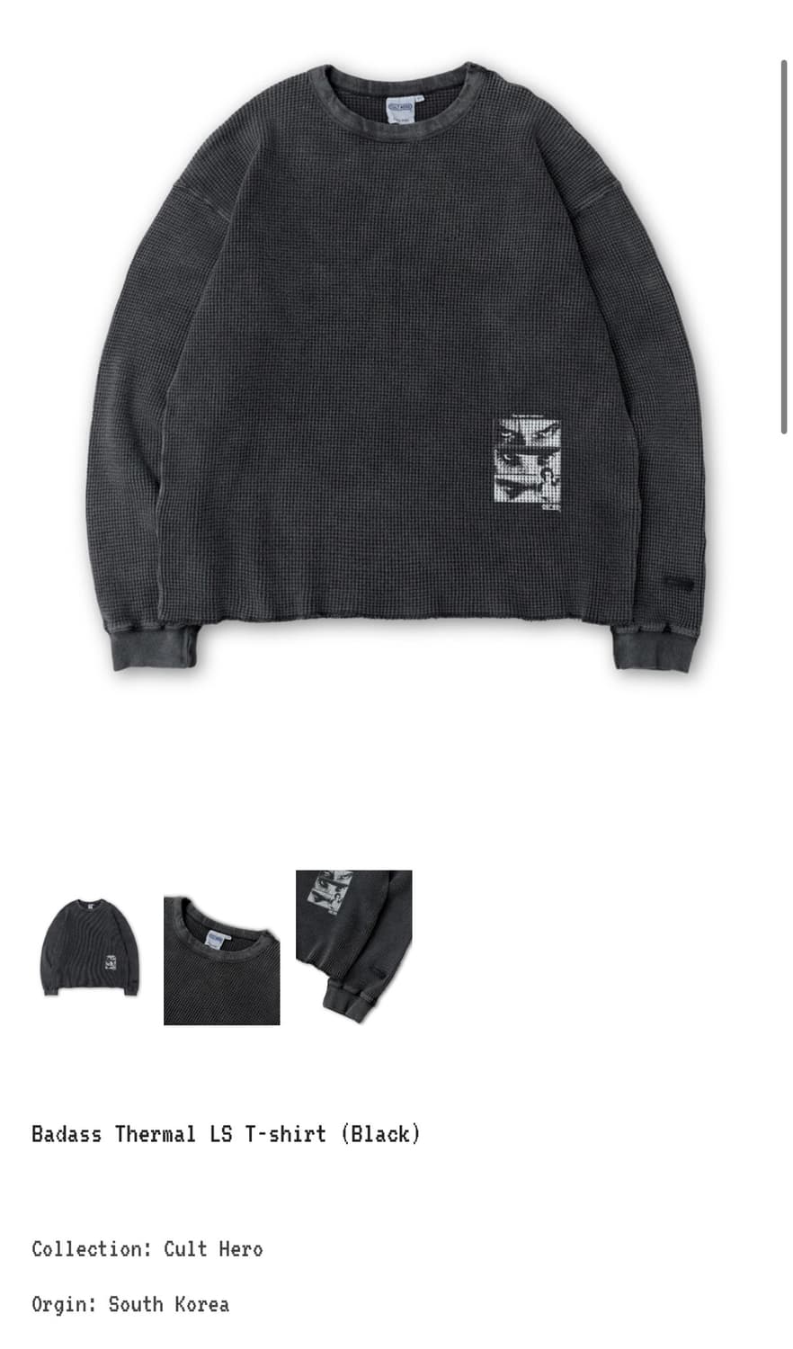 [M] 컬트히어로 배드애스 써멀 와플 롱슬리브 블랙 상품이미지4