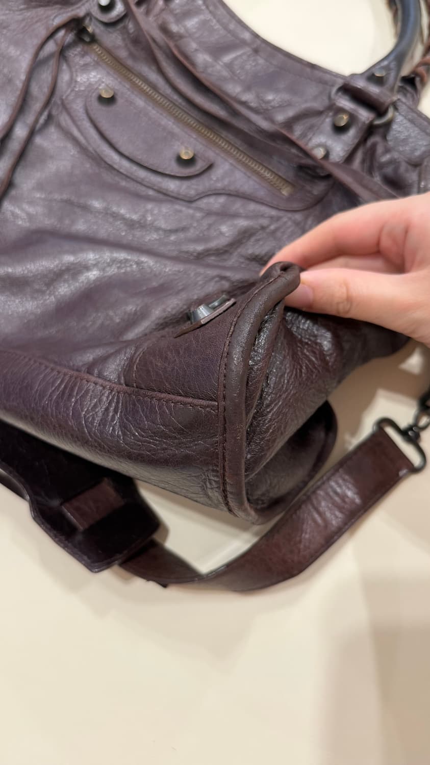 발렌시아가 클래식 시티백 모터백 브라운 미디움 상품이미지7