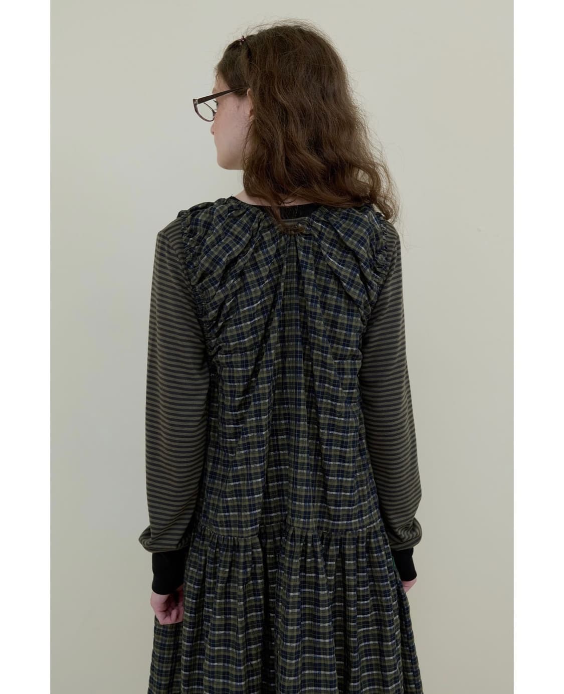 노컨텐츠 체크 슬리브리스 원피스 상품이미지2