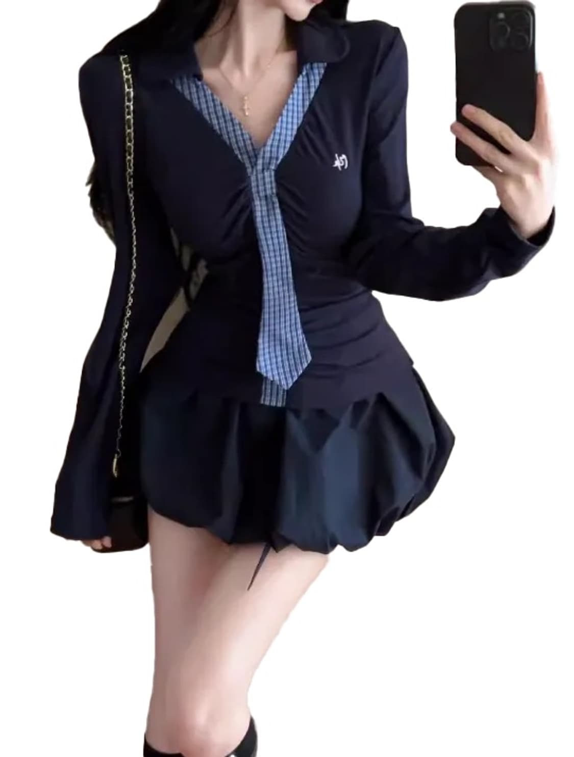 Y2K 하이틴 셋업 플래피룩(상+하의 세트) 상품이미지2