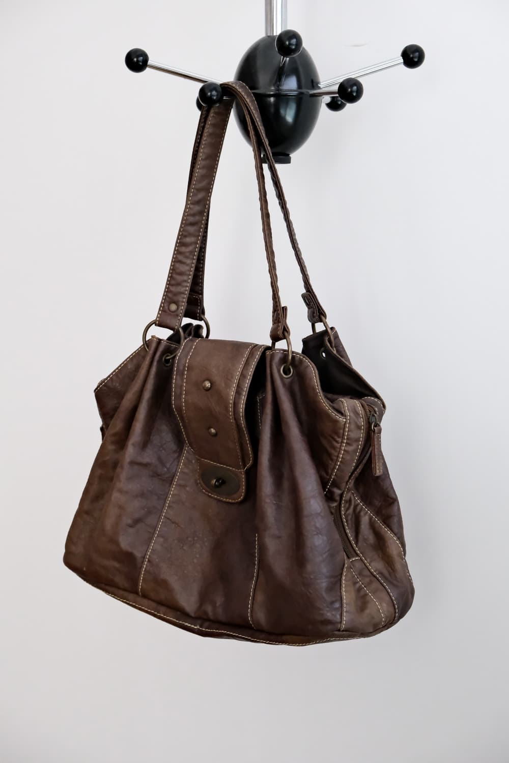 JPN 브라운 빈티지 레더백 상품이미지3