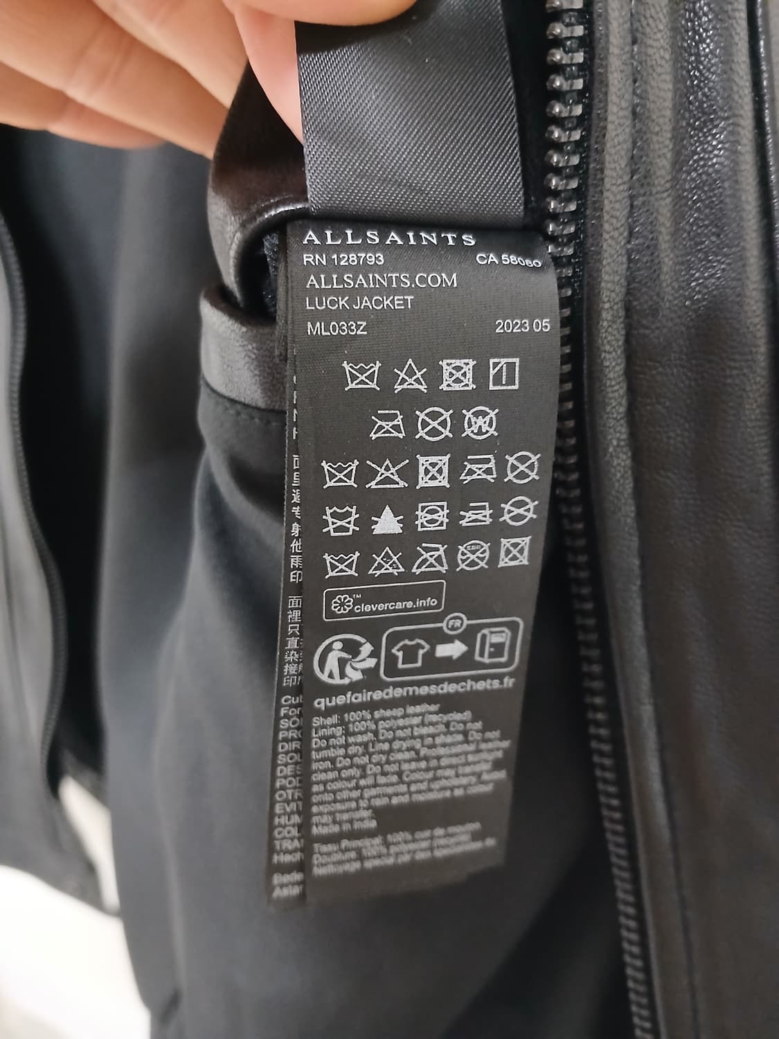 올세인츠 / 럭 Luck 램스킨 양가죽 슬림 레더자켓 블랙 / M  상품이미지5