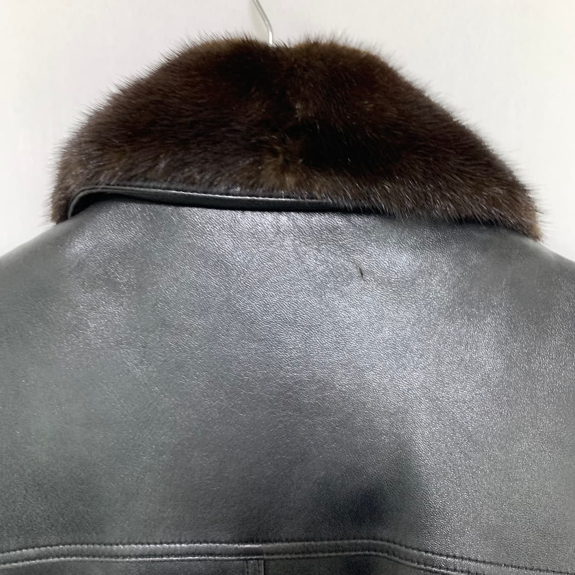 블랙 양가죽 밍크 카라 하프 코트 레더자켓 빈티지 남성 100 상품이미지6