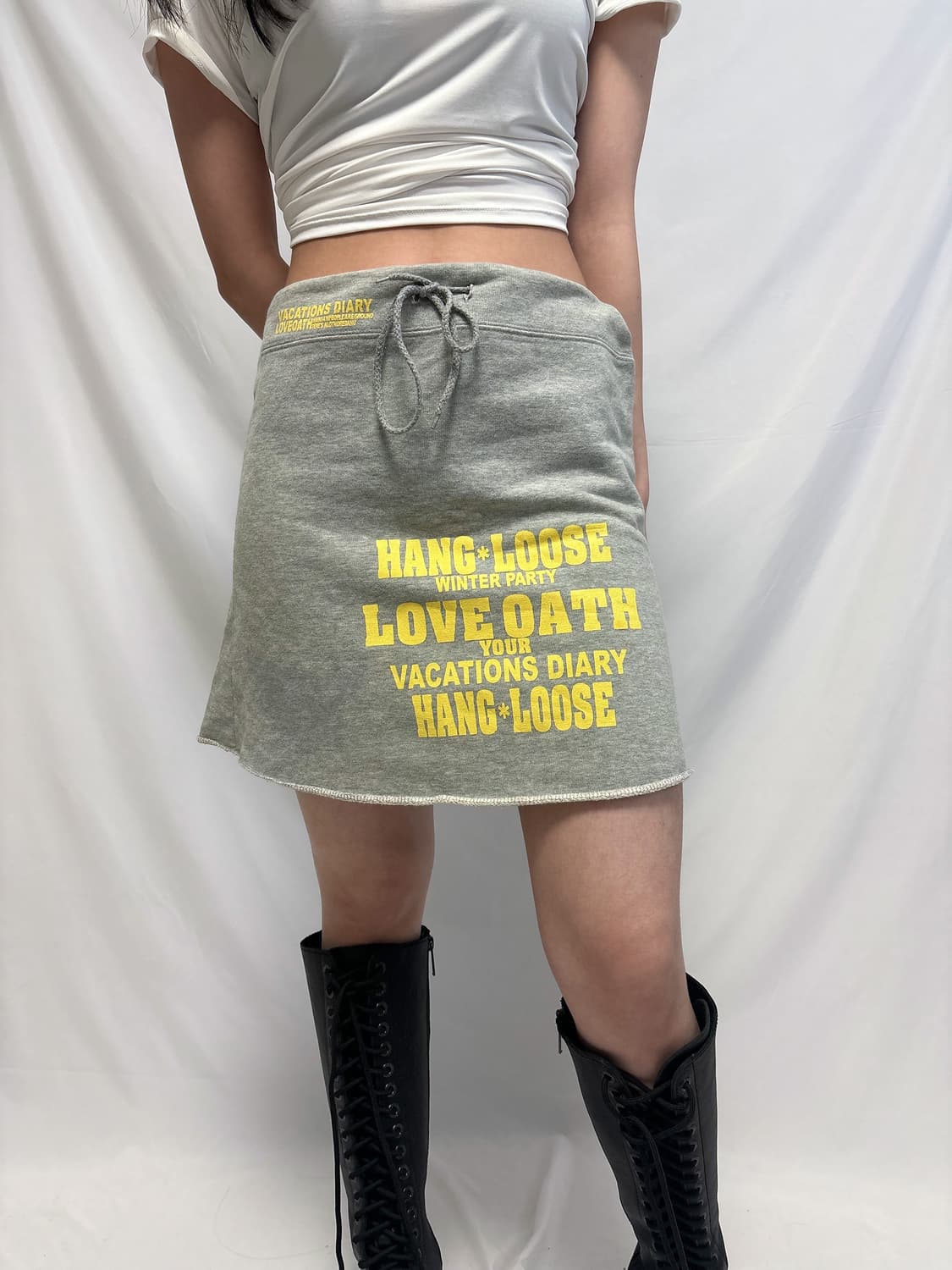 빈티지 그레이 밴딩 미니 스커트 상품이미지4