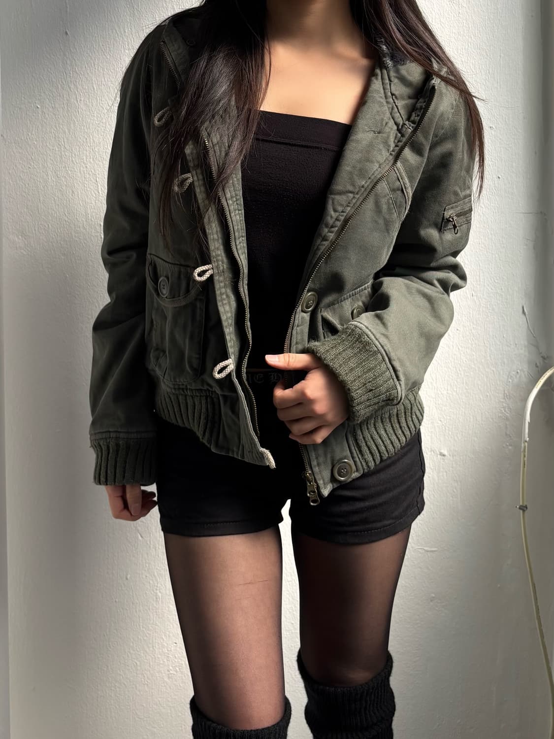 Vintage Khaki Fur Hood Jacket  상품이미지4