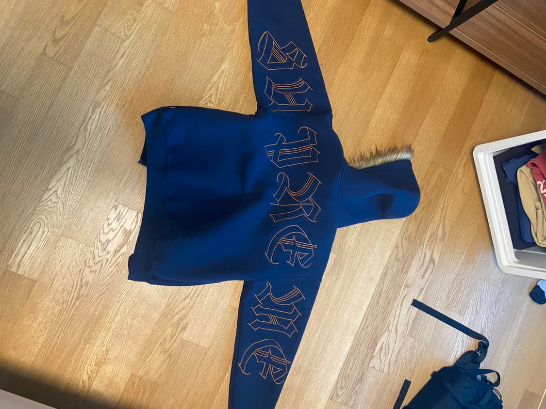 슈프림 포푸 퍼 집업 후드 스웨트셔츠 네이비 상품이미지2