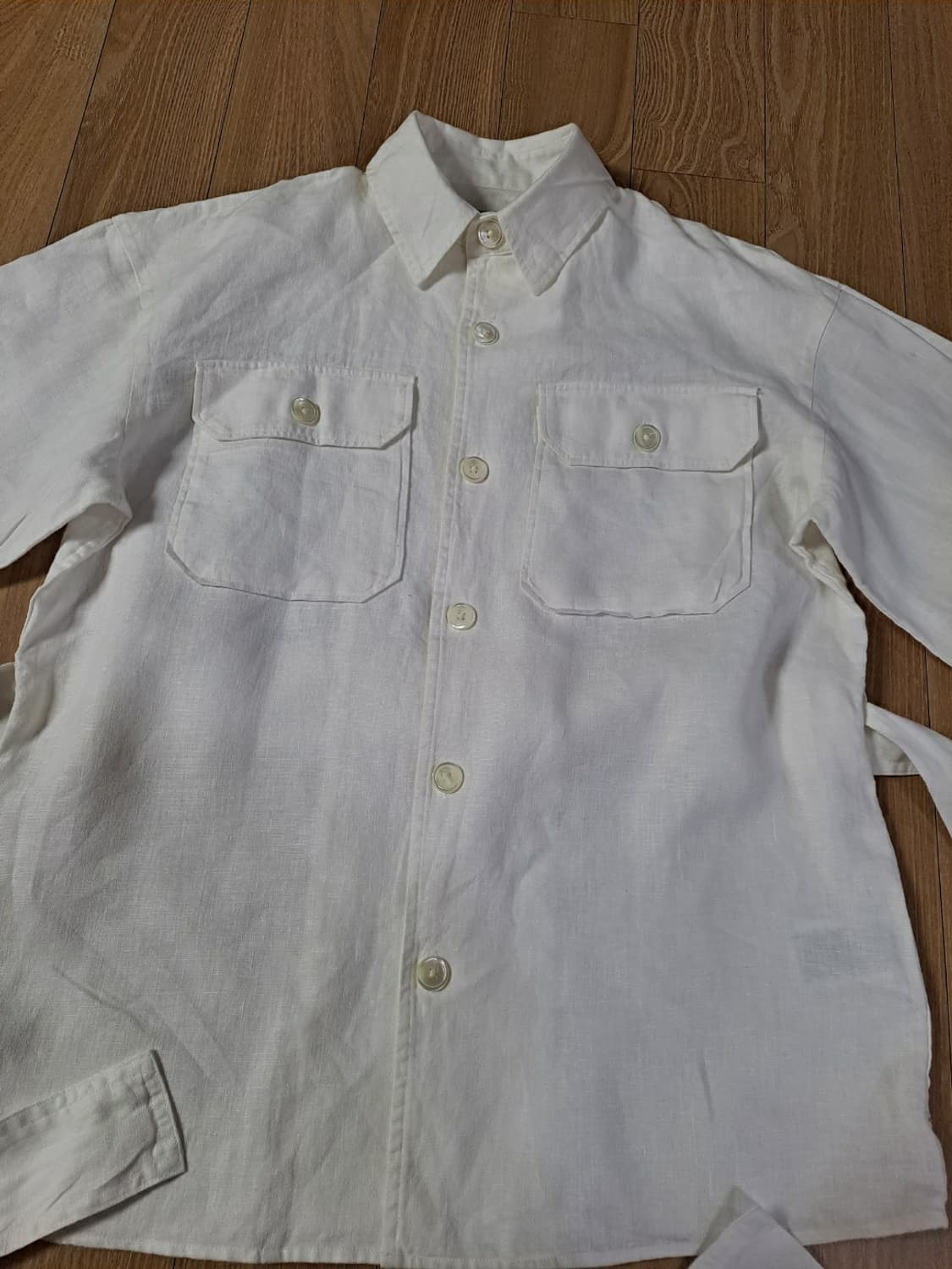 폴로 벨트 린넨 긴팔 셔츠 블라우스 4(44-55) 상품이미지5